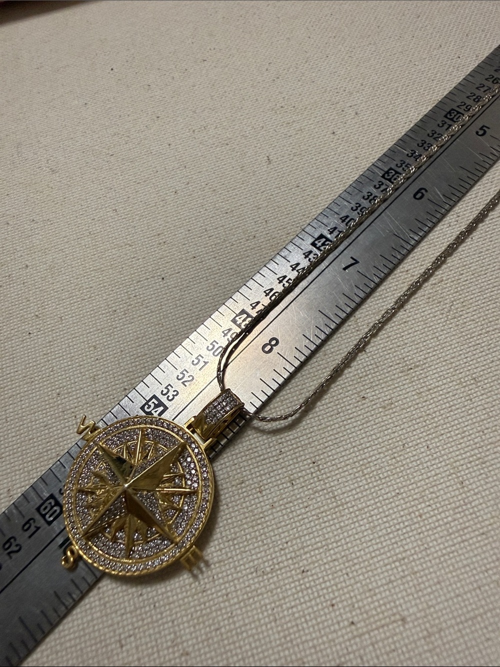 Sterling Silver 925 Gold Compass Pendant Necklace 17’ in - Picture 14 of 14